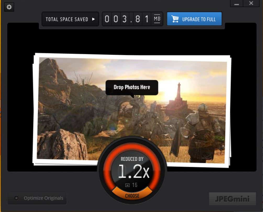 JPEGMini - Glisser vos images sur l'application et laisser la magie opérée