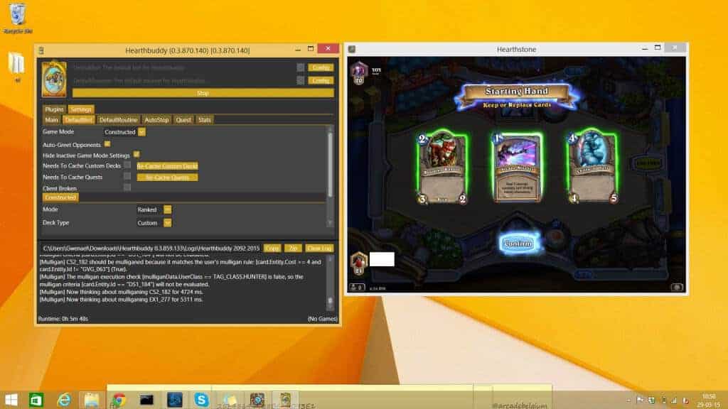 Hearthstone Bot - Le bot sélectionne les cartes de départ