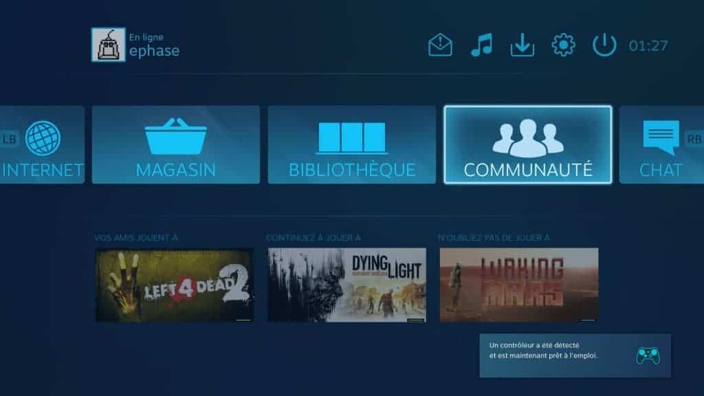 La nouvelle interface - Big Screen - pensée pour la manette Steam Controller