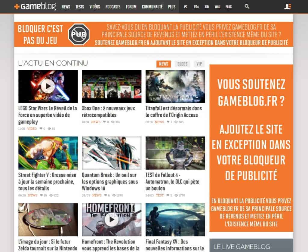 Warning Gameblog Anti adblock