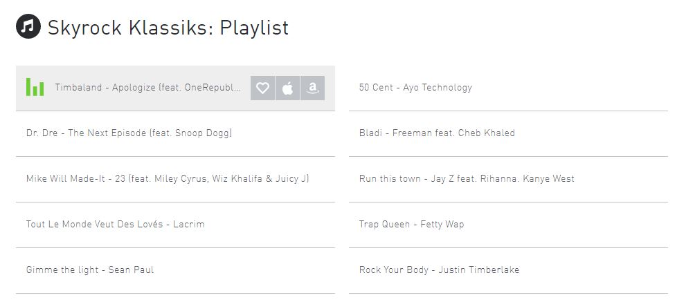 Playlist Skyrock Klassiks