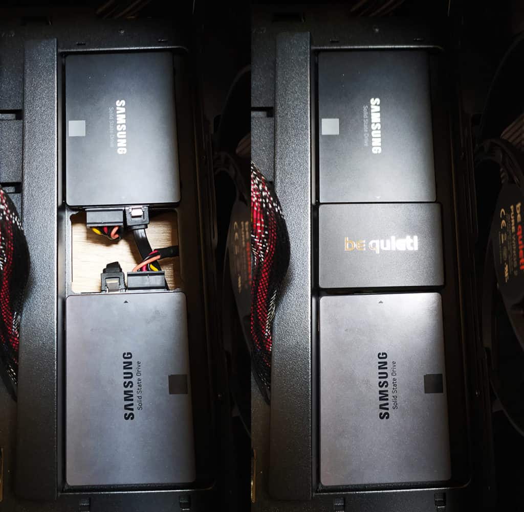 La platine amovible du Pure Base 500DX avec deux SSD