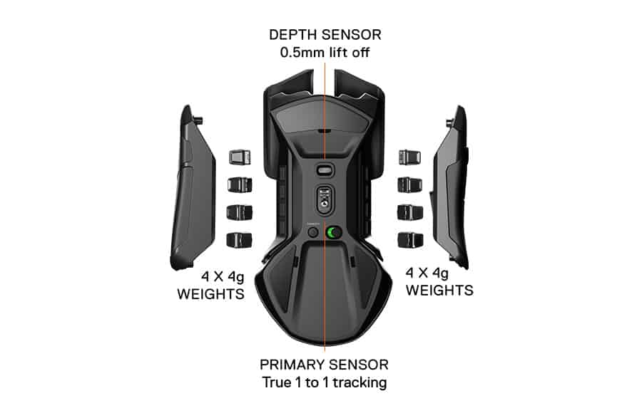 La SteelSeries Rival 650 vue du dessous
