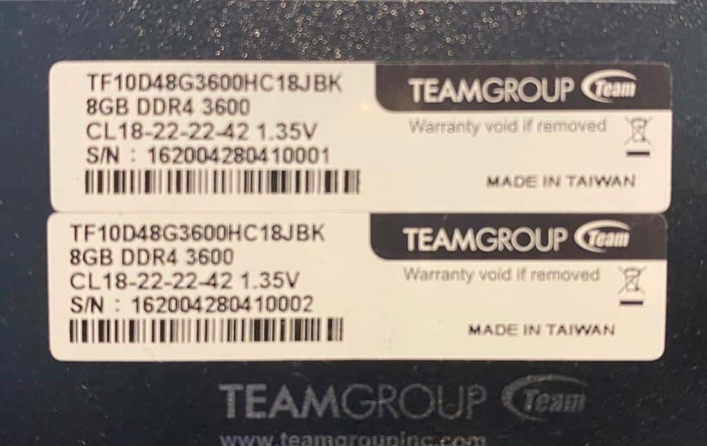 L'étiquette des T-Force Xtreem pour un paramétrage manuel