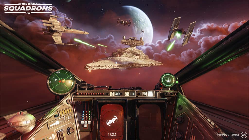 Un pilote dans son cockpit dans Star Wars Squadrons