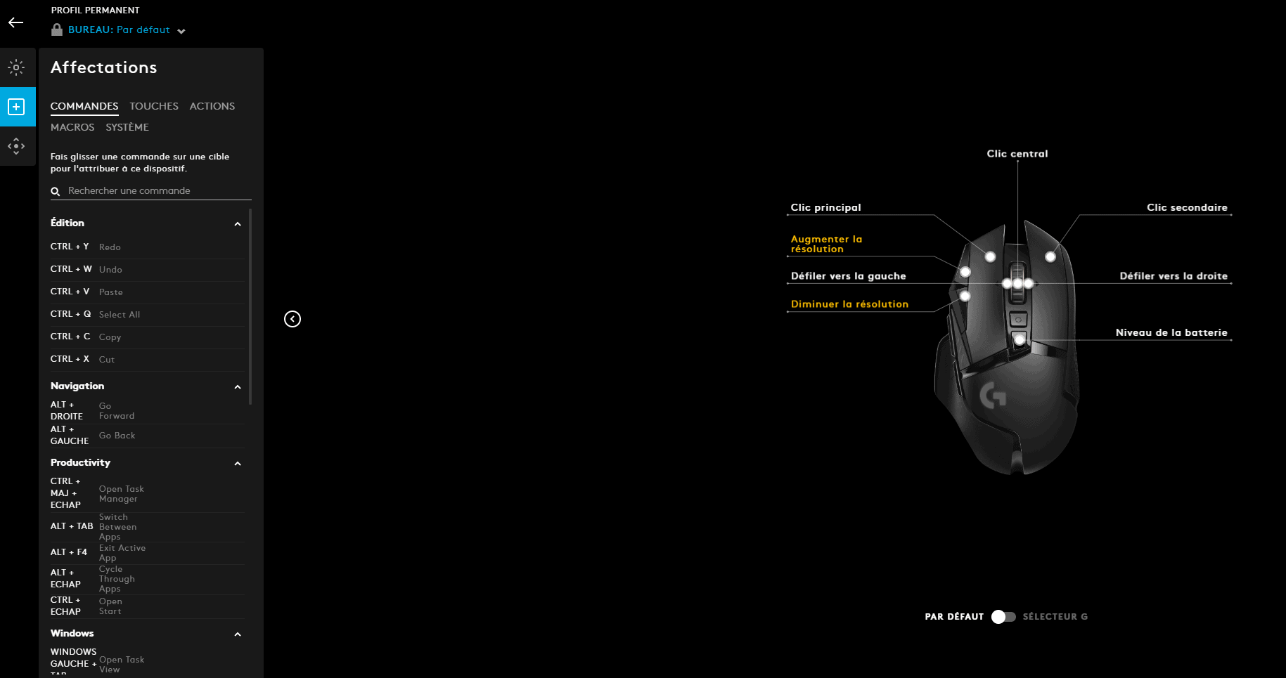 Le paramétrage dans GHUB