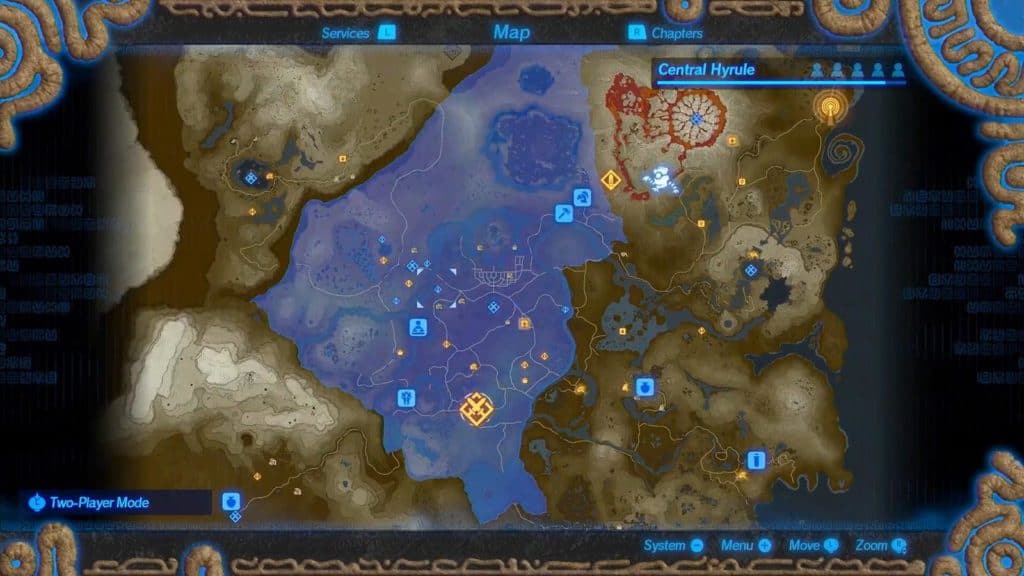 La carte de Hyrule Warriors L’ère du Fléau