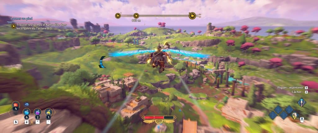 Fenyx planant avec les ailes de Dédale dans Immortals Fenyx Rising