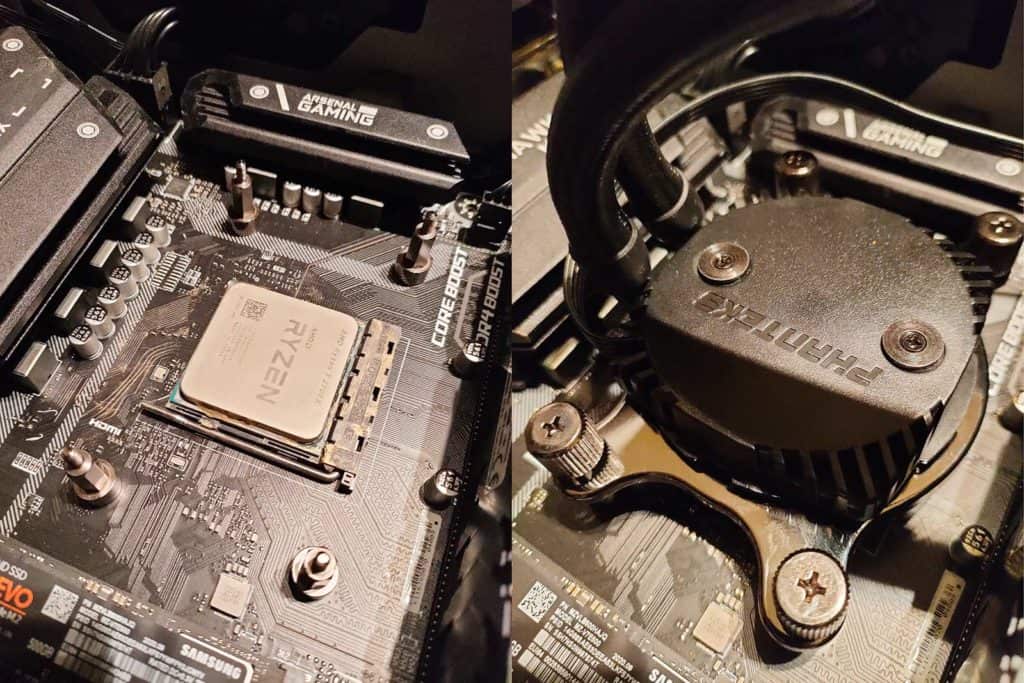 La pompe du Phanteks Glacier One installé sur un Ryzen 7