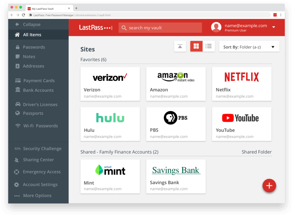 L'interface de Lastpass est vraiment agréable