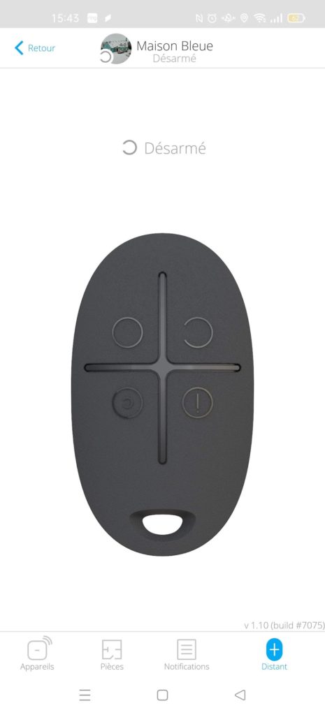 La télécommande virtuelle dans l'application smartphone permet d'armer ou désarmer l'alarme très facilement.