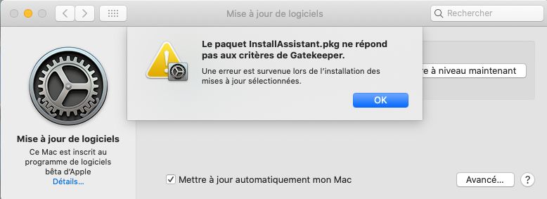 Mac OS Big Sur - L'installation se passe mal