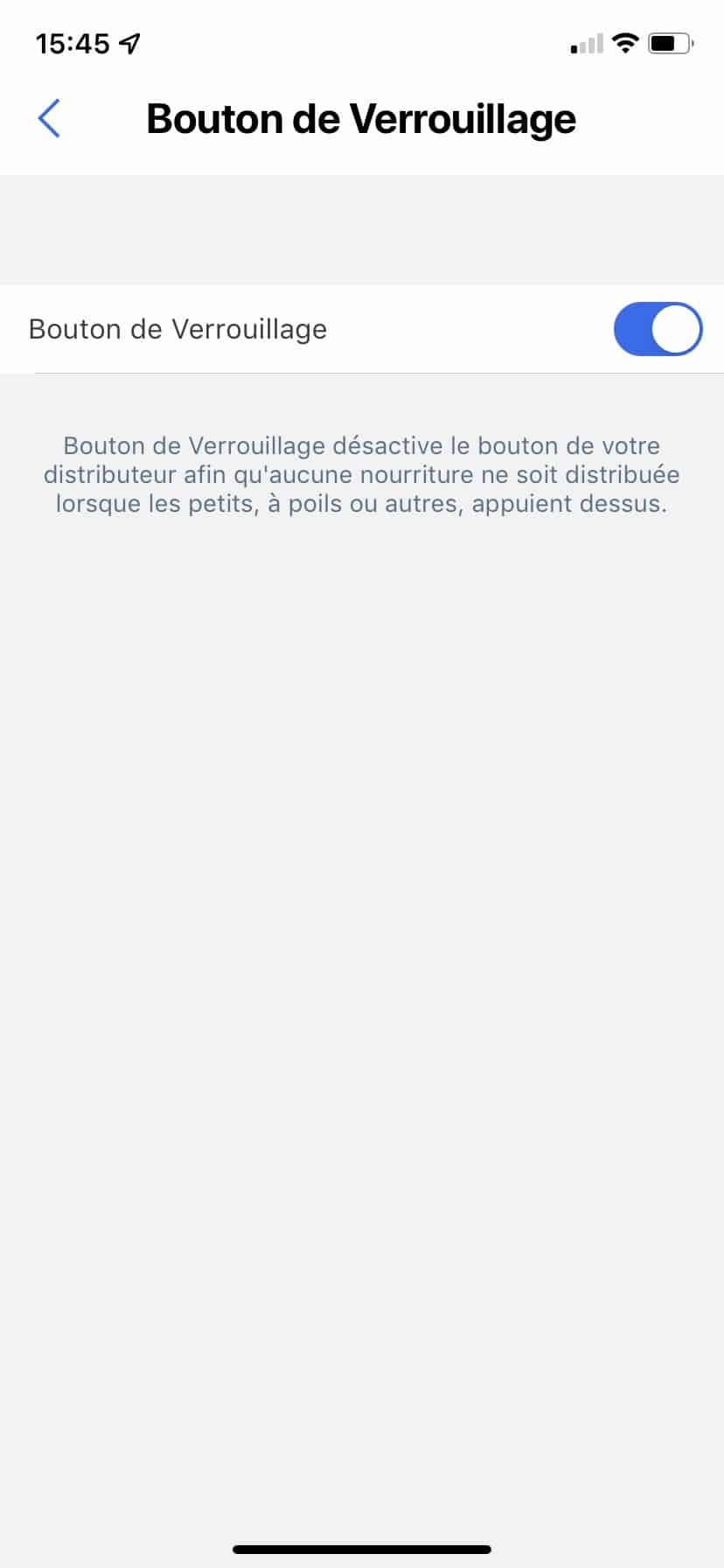 Pensez à desactiver le bouton si votre animal est un chapardeur