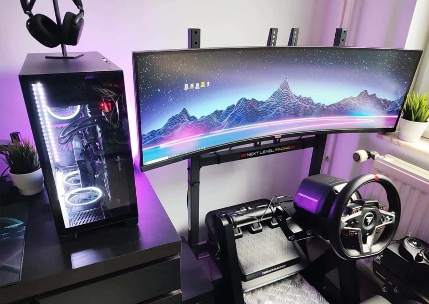 Le Free Standing Single Monitor Stand intégré dans un setup