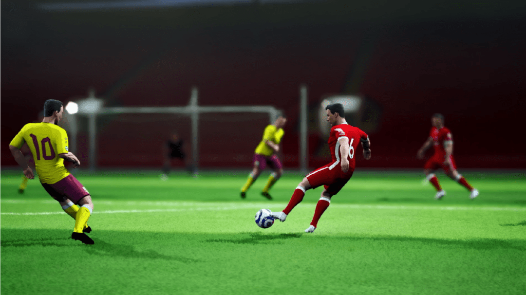 A group of men playing football Description automatically generated with medium confidence