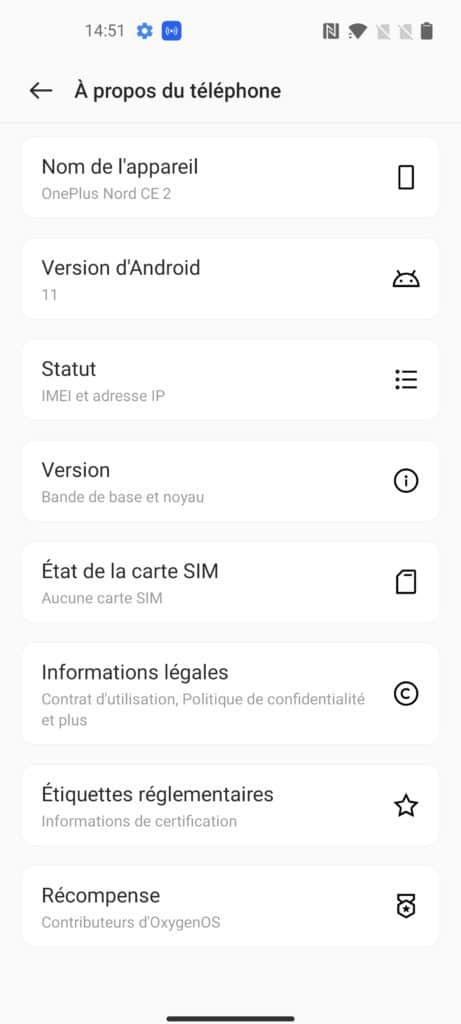 OnePlus Nord CE 2 5G - L'interface toujours aussi sobre