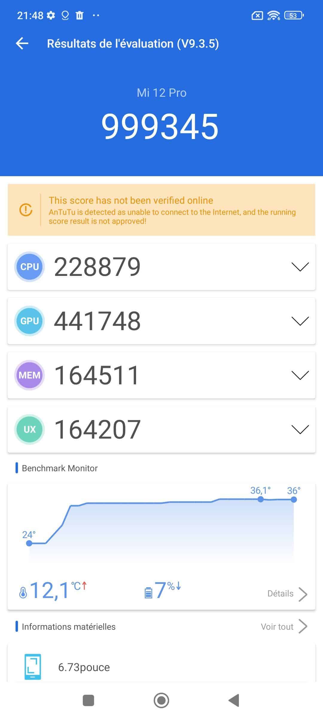 Xiaomi 12 Pro - un très bon score AnTuTu