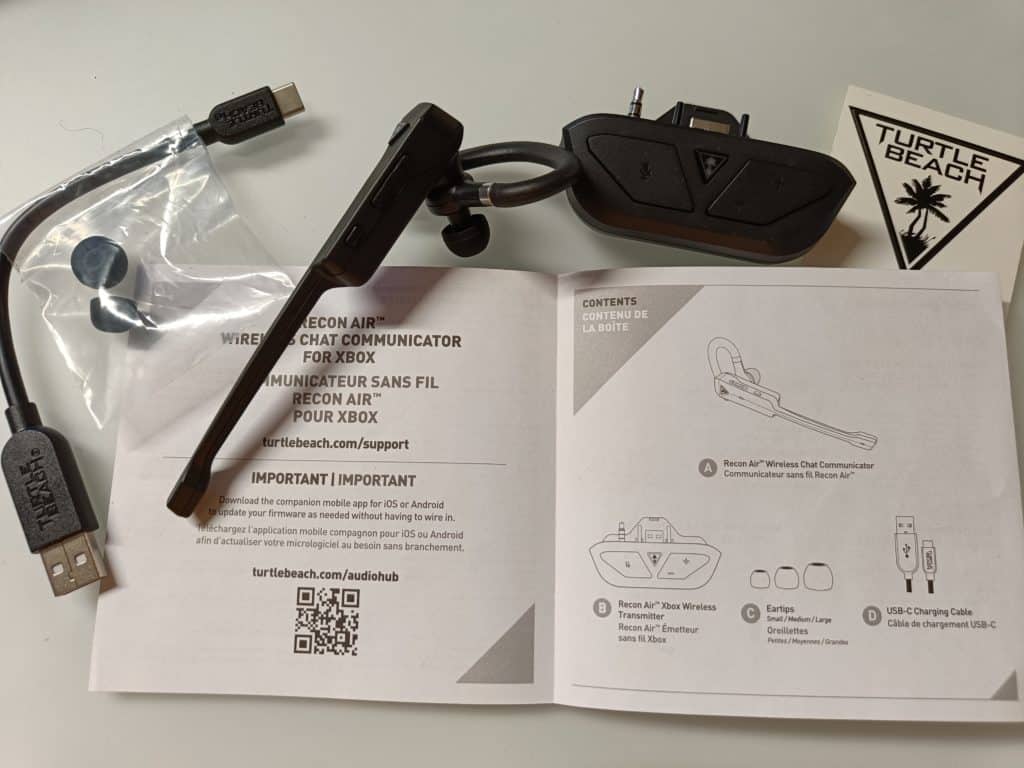 contenu de la boite du Recon air