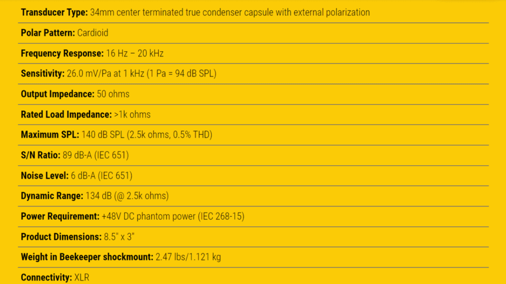 Caractéristiques techniques du King Bee II