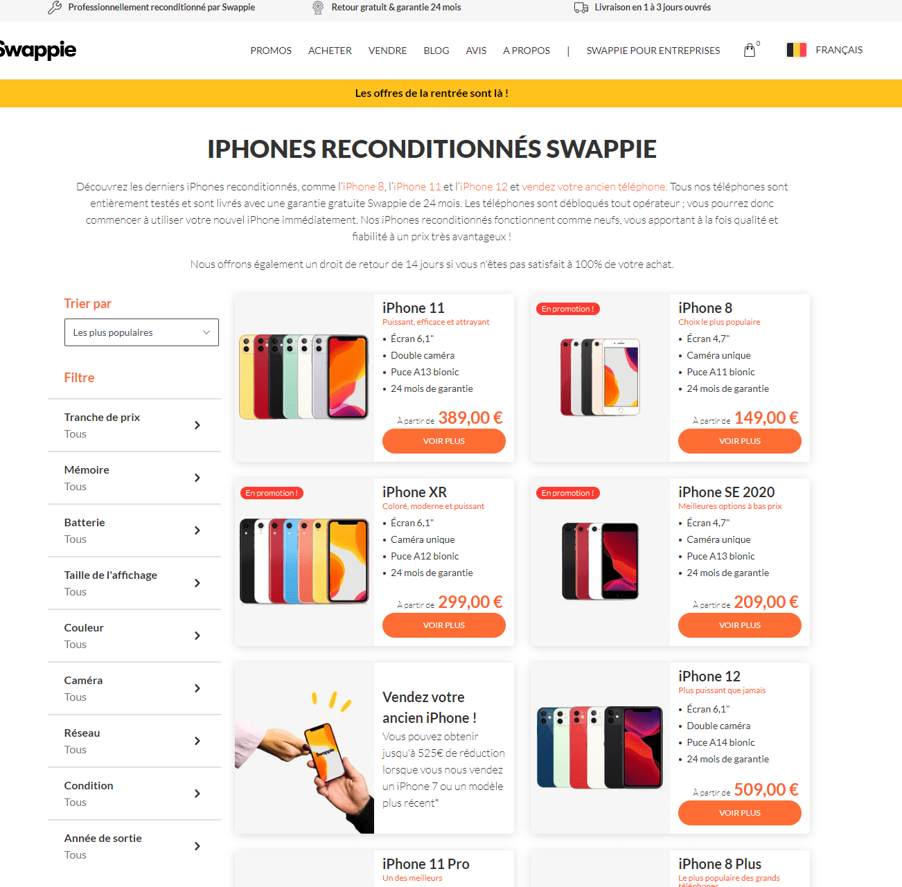 Swappie : voici les différents modèles d'iPhone disponibles