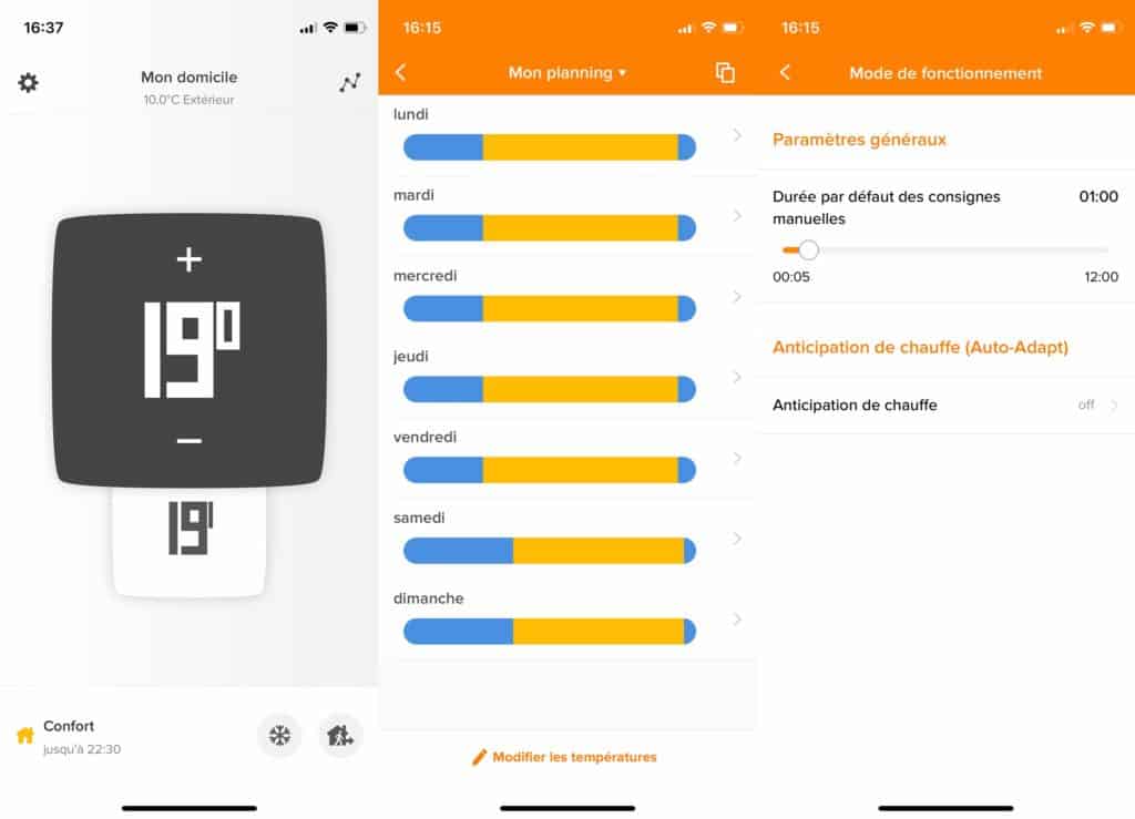 L'application du thermostat Netatmo