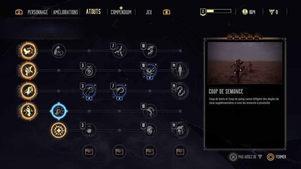 evil west arbre de compétences