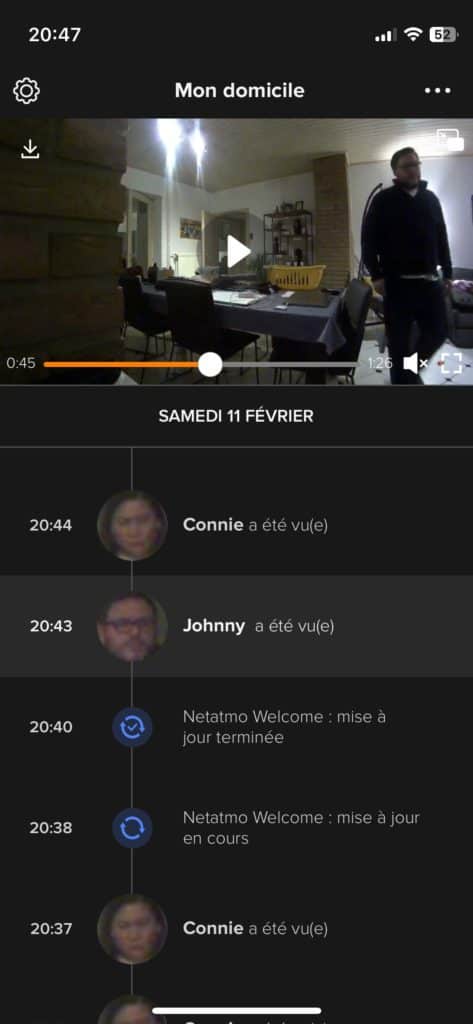 L'application de la Netatmo Smart Indoor Camera