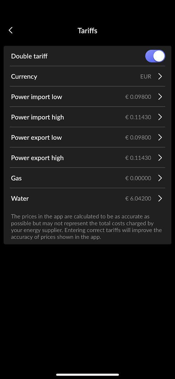 Voici l'interface via laquelle vous pouvez configurer les différents tarifs