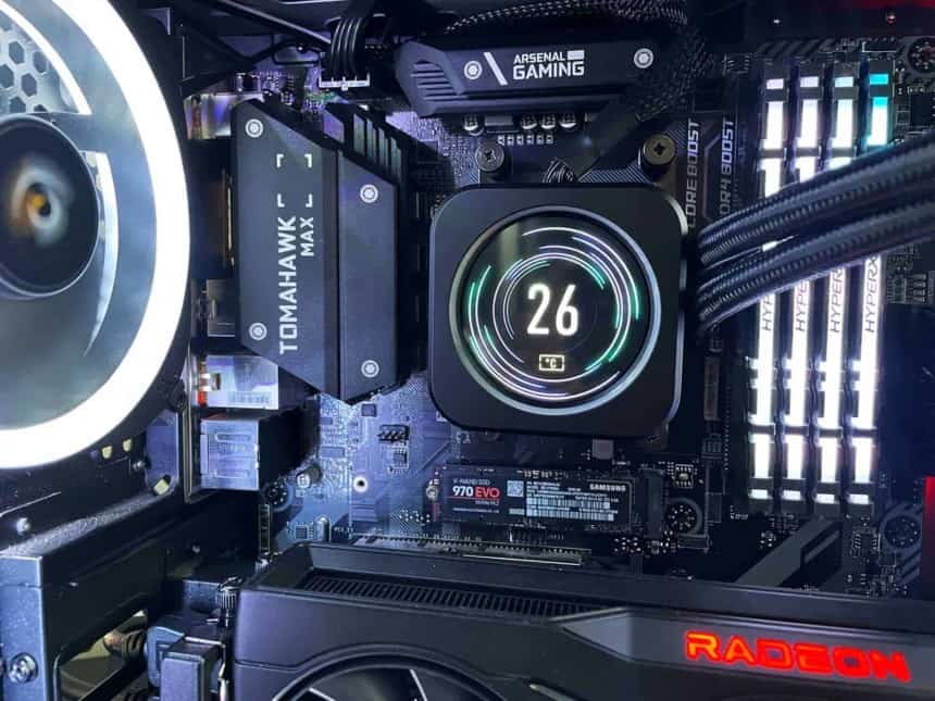 Un Corsair iCUE Elite LCD Upgrade Kit installé dans un ordinateur