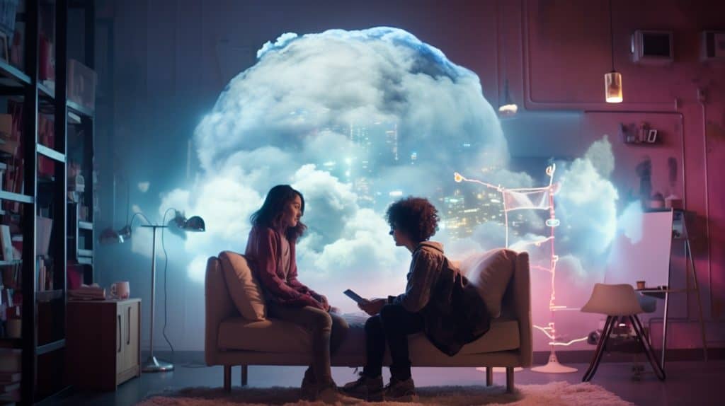 Deux enfants jouant aux jeux vidéo en cloud gaming