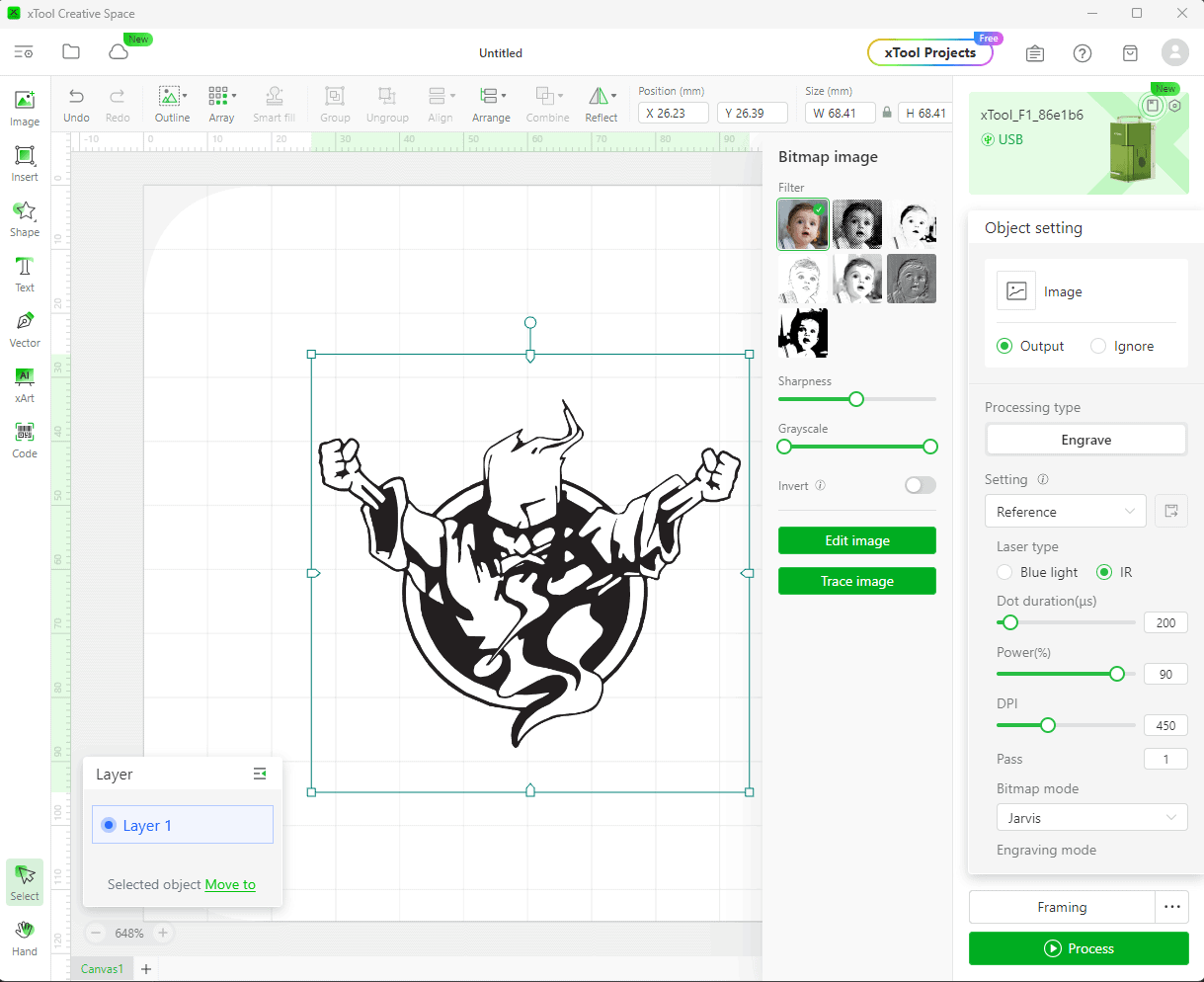 xTool F1 : le logiciel est vraiment bien imaginé