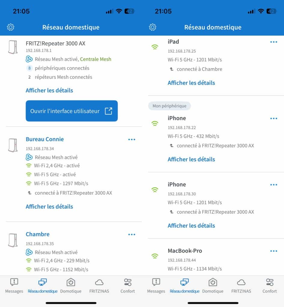 L'application du FRITZ!Mesh Set 4200