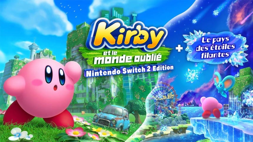 Le visuel officiel de Kirby et le monde oublié Nintendo Switch 2 Edition
