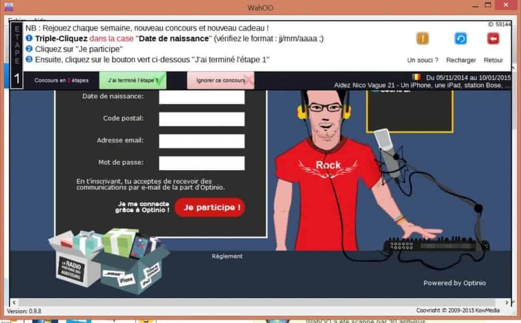 WahOO - Il suffit de triple cliquer pour valider automatiquement le formulaire