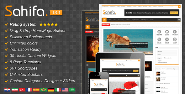 Sahifa sur Themeforest, le thème de Sitegeek.fr