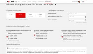 Le site Polar Flow vous permet de programmer vos entraînements.