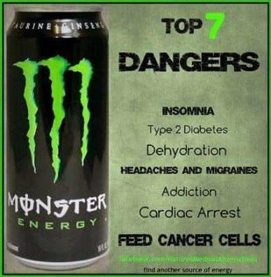 Monster energy bousille vos dents, rend accroc et stimule le cancer.