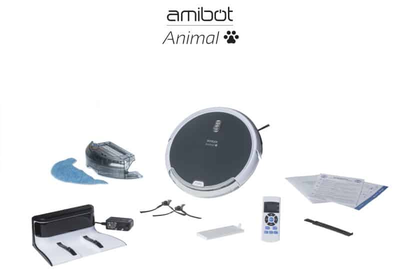 Voici le contenu du kit de l'aspirateur Amibot Animal H2O