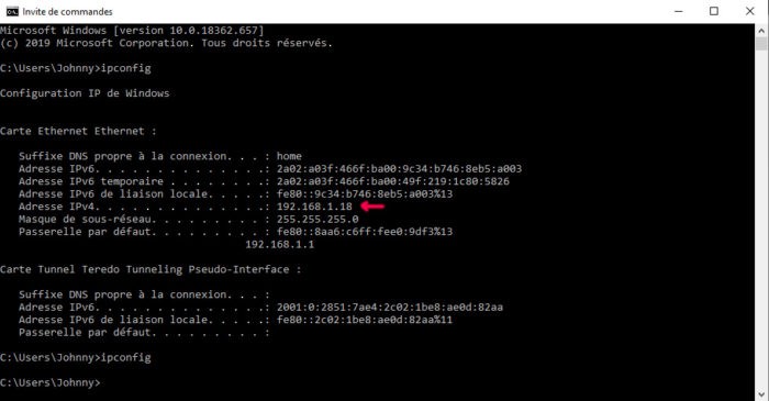 L'invite de commandes de Windows