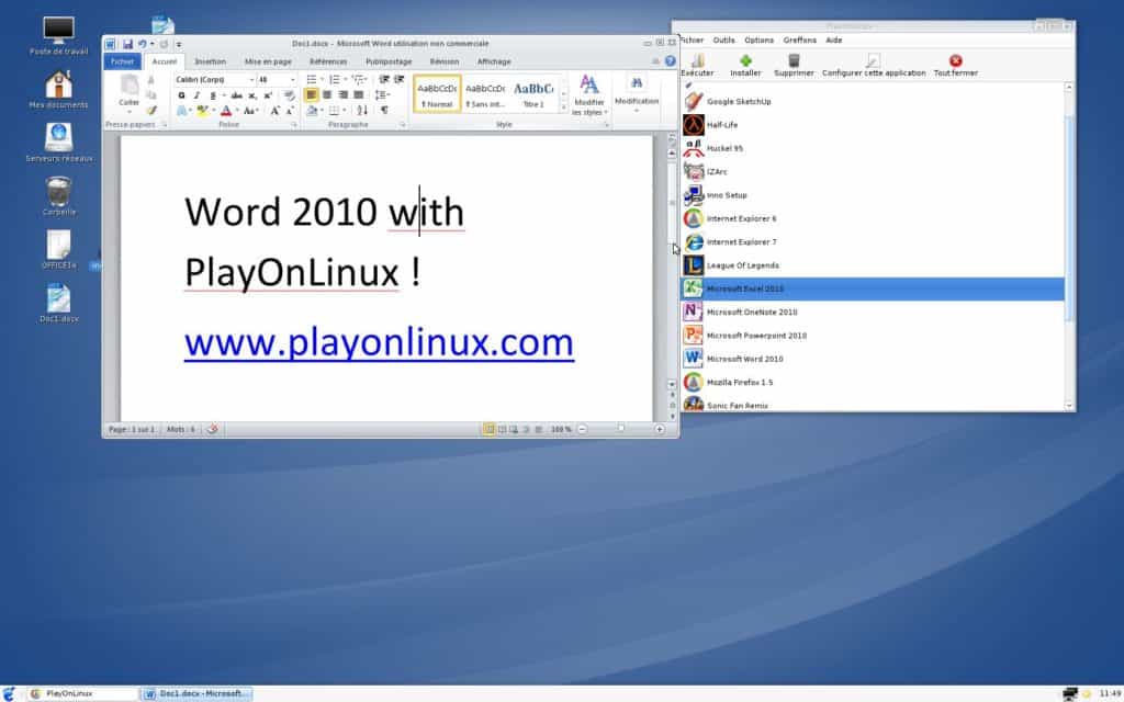 Linux - Word 2010 fonctionne assez bien sous PlayOnLinux