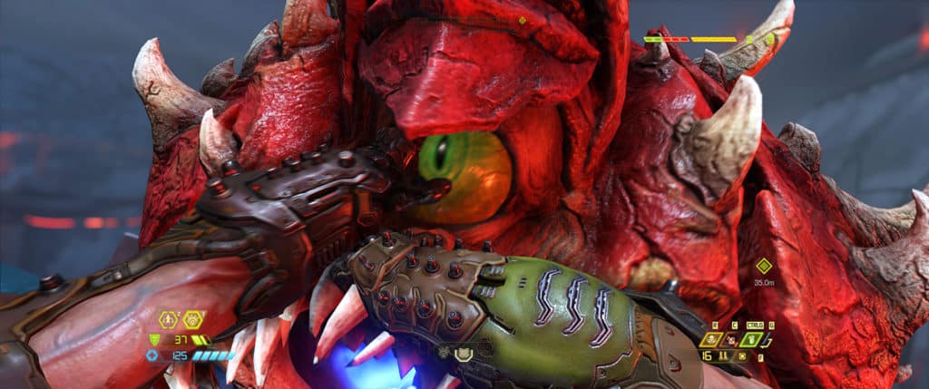 Le personnage de Doom Eternal arrachant l'oeil d'un démon