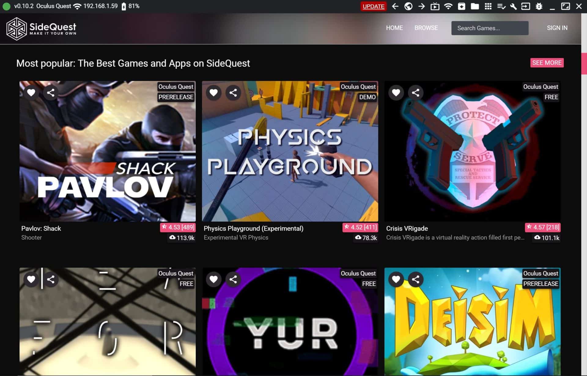 SideQuest Installer une application sur votre Oculus Quest