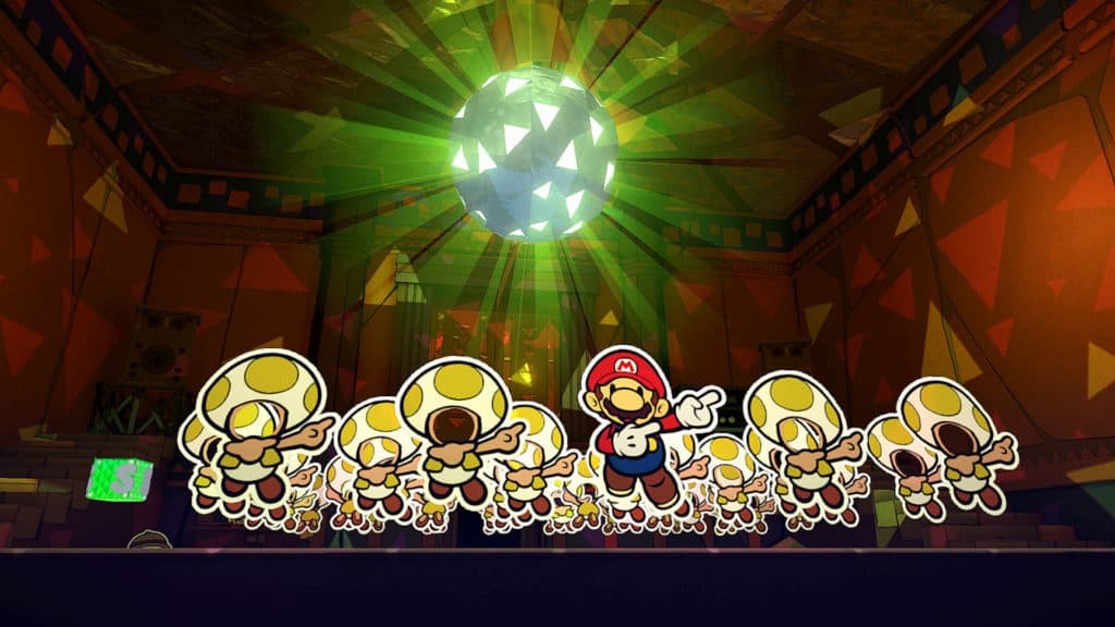 Mario dans avec des toads dans Paper Mario The Origami King