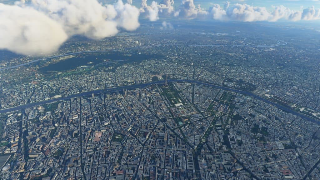 Paris vu du ciel dans Flight Simulator 2020