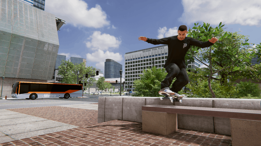 Un skateur sautant au dessus d'un banc dans Skater XL