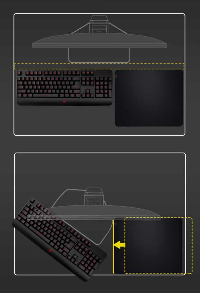 Schémas de différentes disposition de bureau avec le Zowie XL2546K