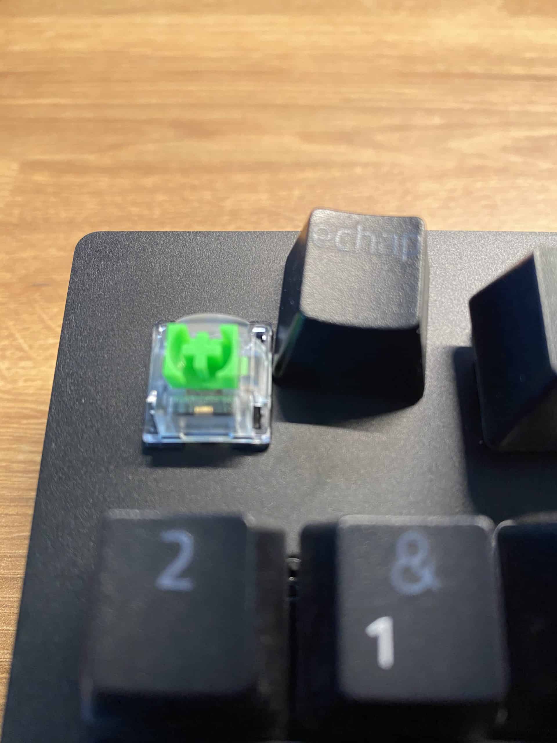 Les switches mécaniques verts du Razer Blackwidow V3 PRO