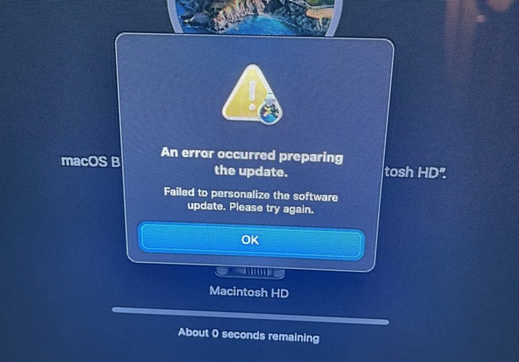 Mac OS Big Sur ne parvient pas à configurer après l'installation.