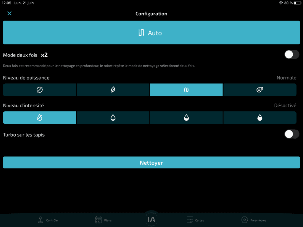 conga 7090 IA - options nettoyage