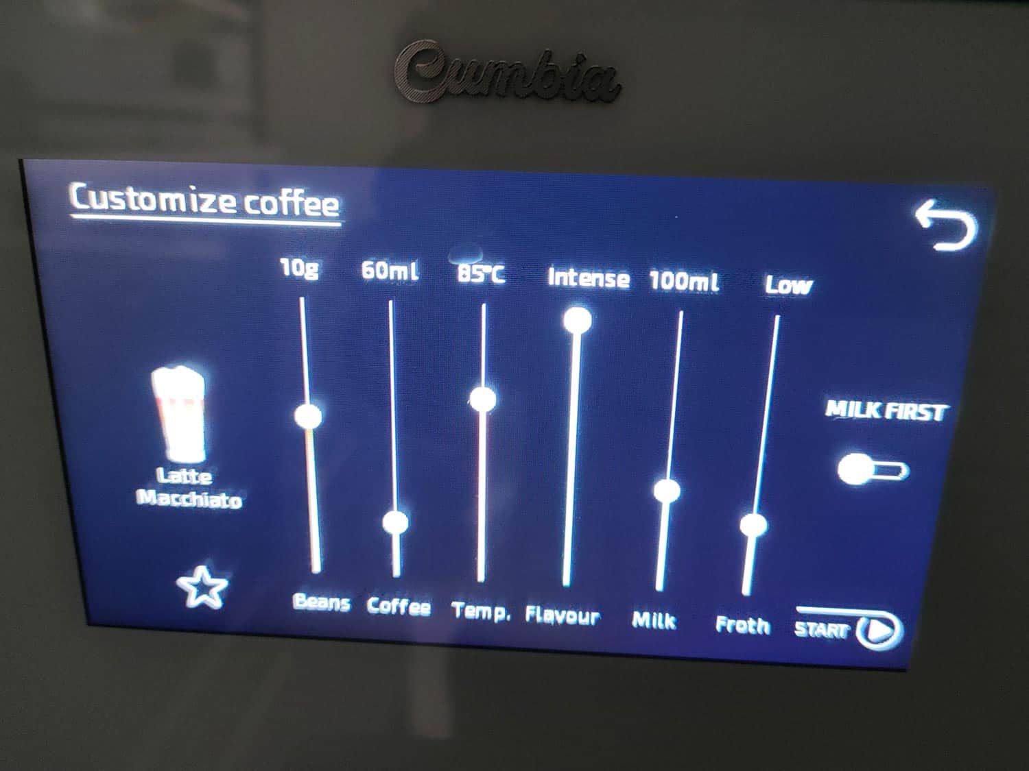 L'écran tactile de la Power Matic-ccino 9000